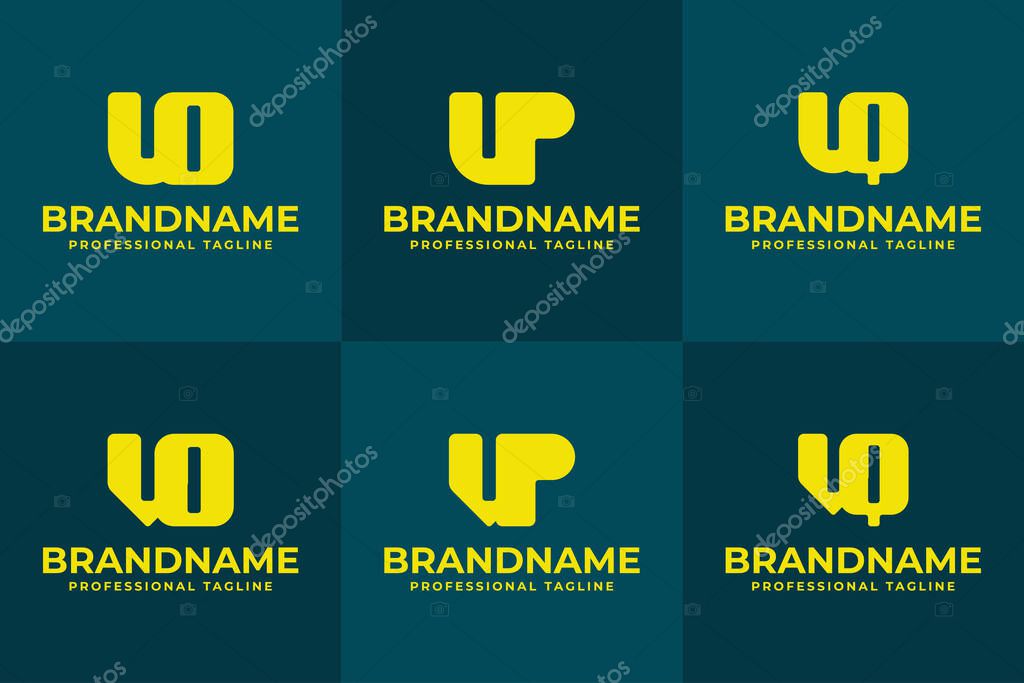 Letters UO UP UQ VP VO VQ Monogram Logo Set