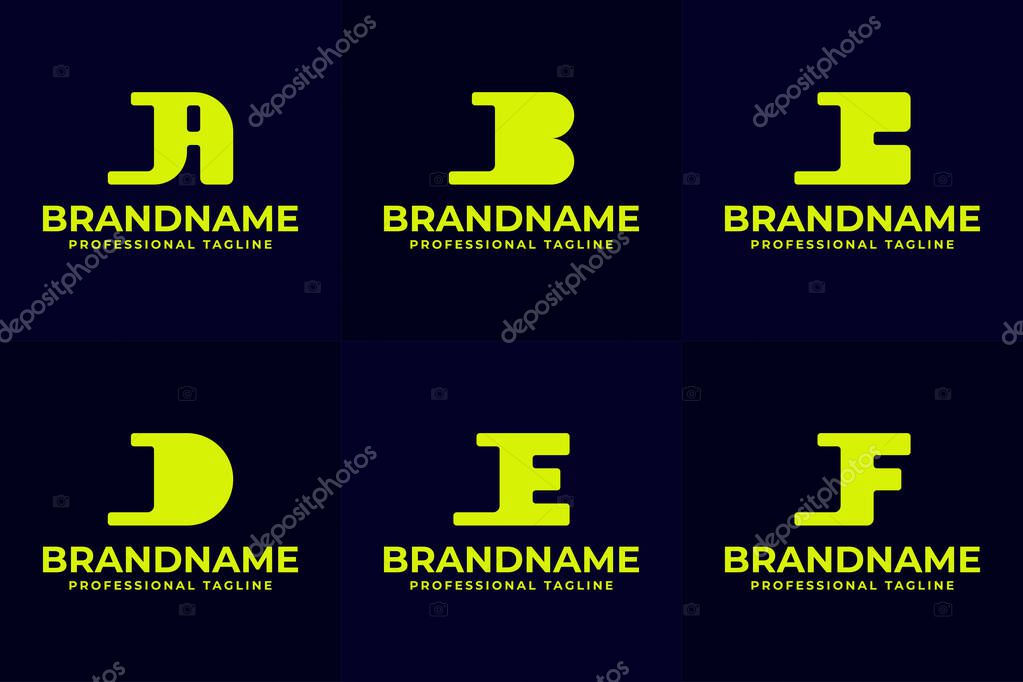 Letters JA JB JC JD JE JF Monogram Logo Set