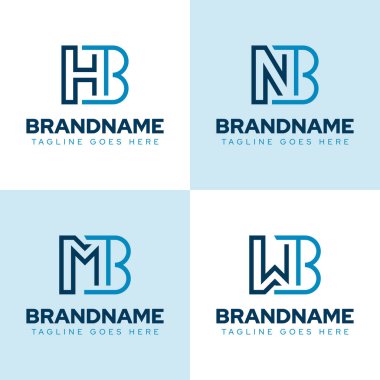 BH BN BM BW baş harfleri için HB NB MB WB Monogram Logo Set