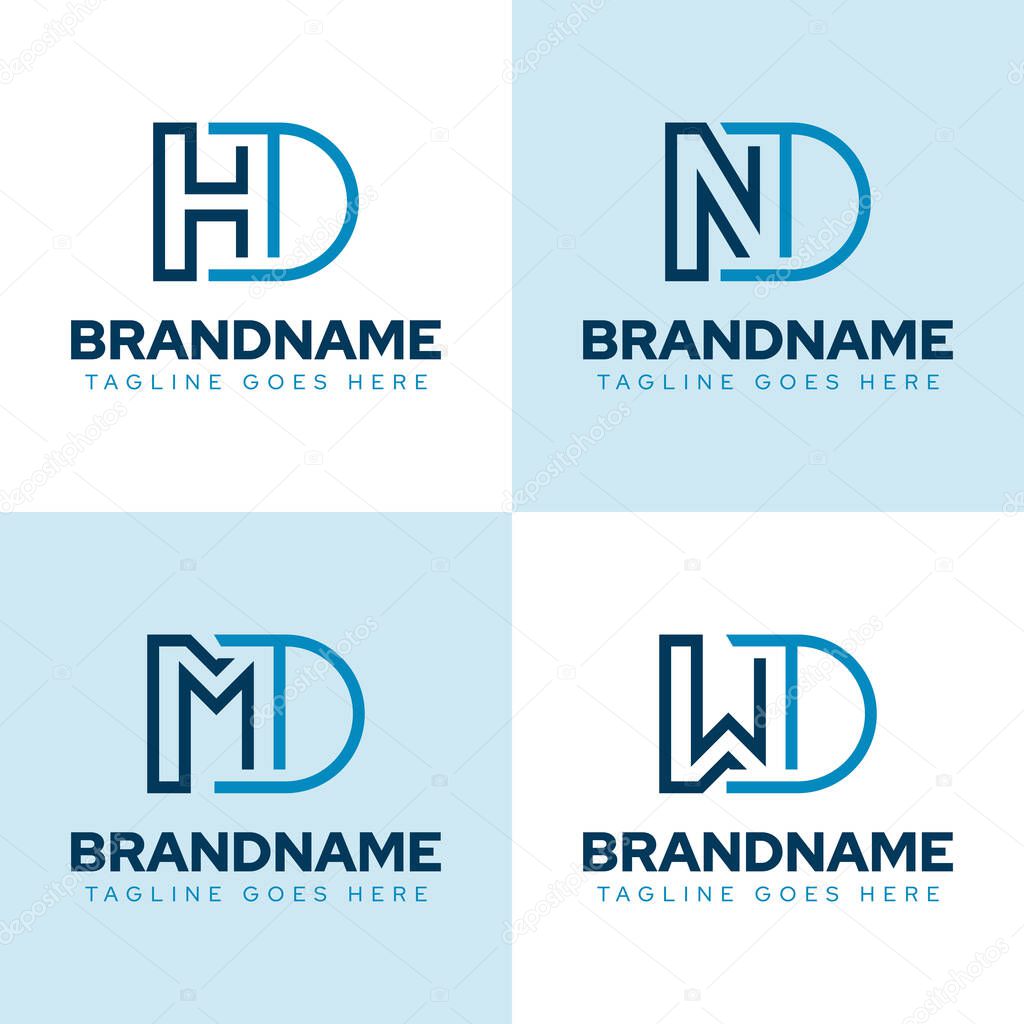 Letters HD ND MD WD Monogram Logo Set, for DH DN DM DW initials