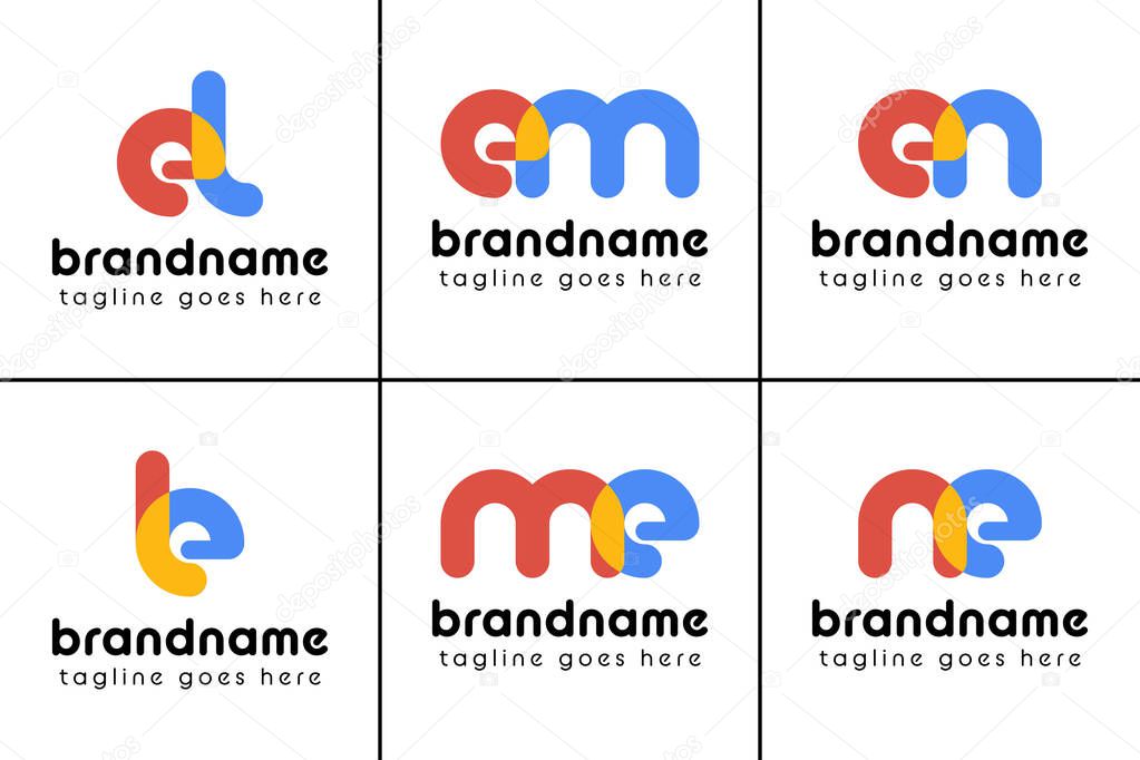 Letters el le em me en ne Playful Logo, represent a fun, energetic, and joy