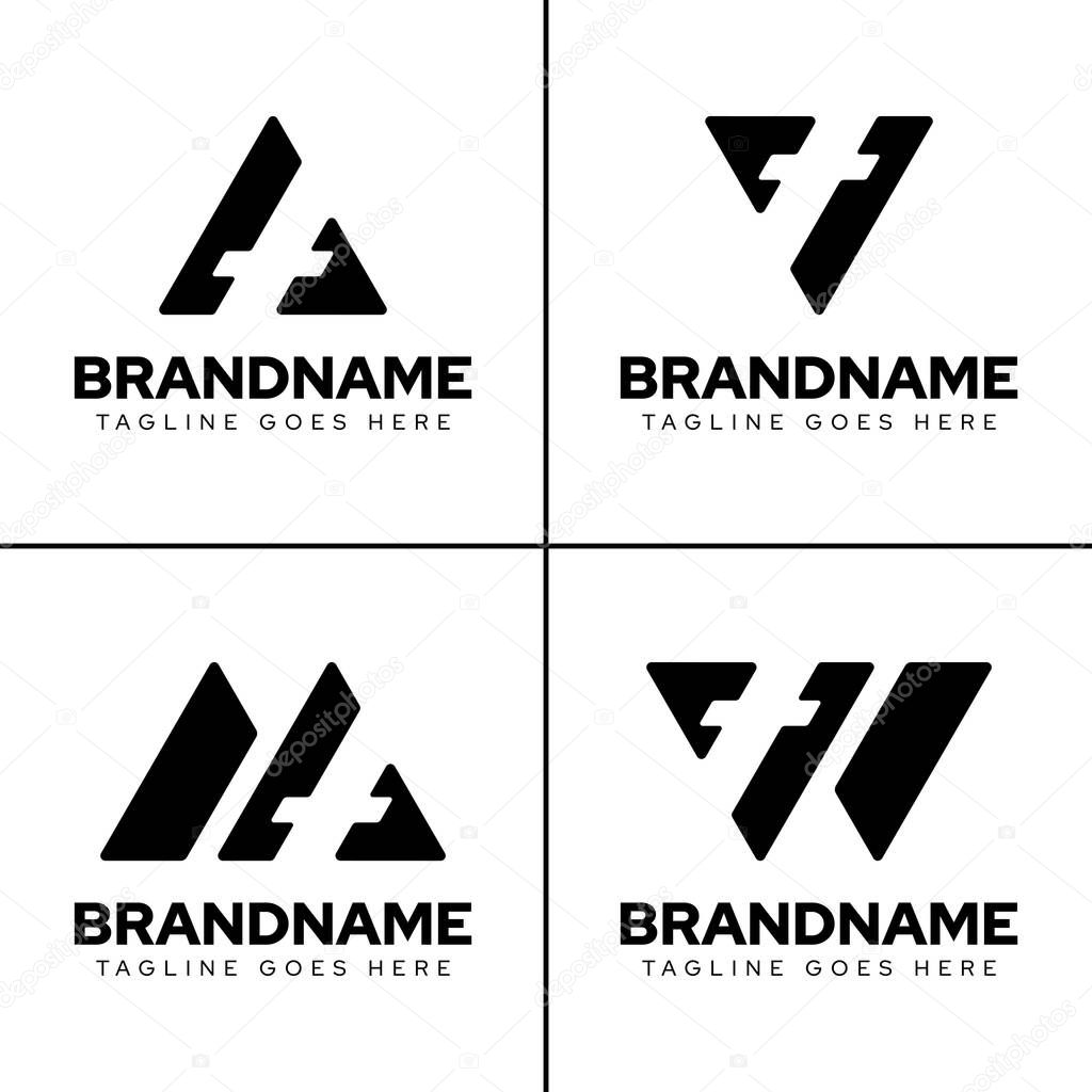 Letters AT VT MT WT Monogram Logo Set, for AT TA VT TV MT TM WT TW initials
