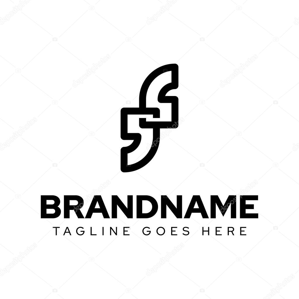 Letter F Quote Logo, symbolizing communication, expression, and ideas