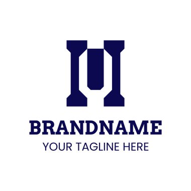 HU Monogram Logosu Harfleri, UH veya HU harfleri olan her marka için uygundur.