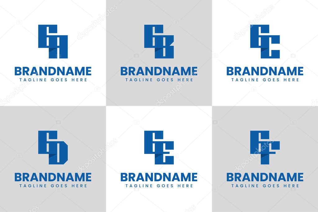 Letters GA GB GC GD GE GF Logo Monogram Set, for AG BG CG DG EG FG initials
