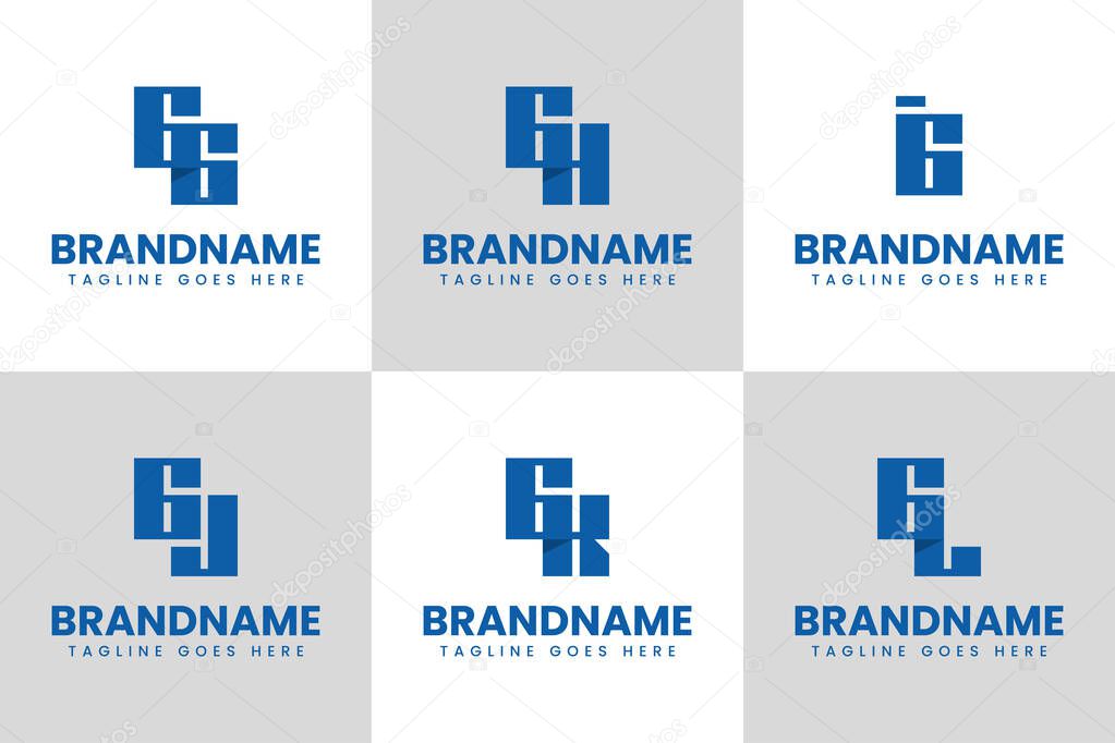 Letters GG GH GI GJ GK GL Logo Monogram Set, for GG HG IG JG KG LG initials