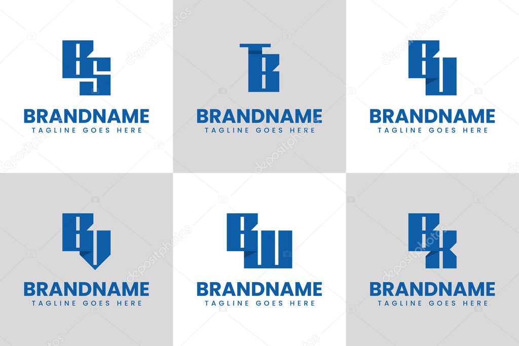 Letters BS BT BU BV BW BX Logo Monogram Set, for SB TB UB VB WB XB initials