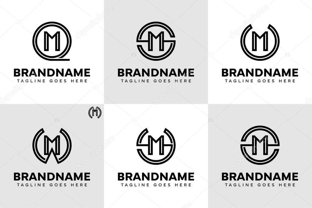 Letters QM SM UM WM MM YM ZM Logo Monogram Set, for MQ MS MU MW MM MY MZ initials
