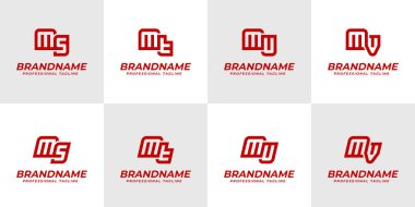 MS MT MU MV Logo Monogram Set, SM TM VM baş harfleri için