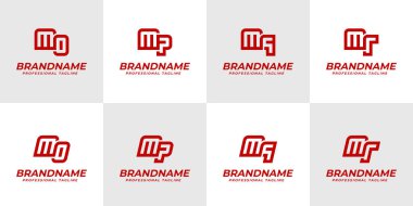 MO MP MQ MR Logo Monogram Set, OM PM QM RM baş harfleri için