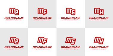 EM FM GM HM baş harfleri için ME MF MG MH Logo Monogram Set