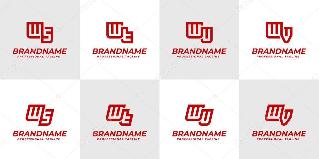 Letters WS WT WU WV Logo Monogram Set, for SW TW UW VW initials