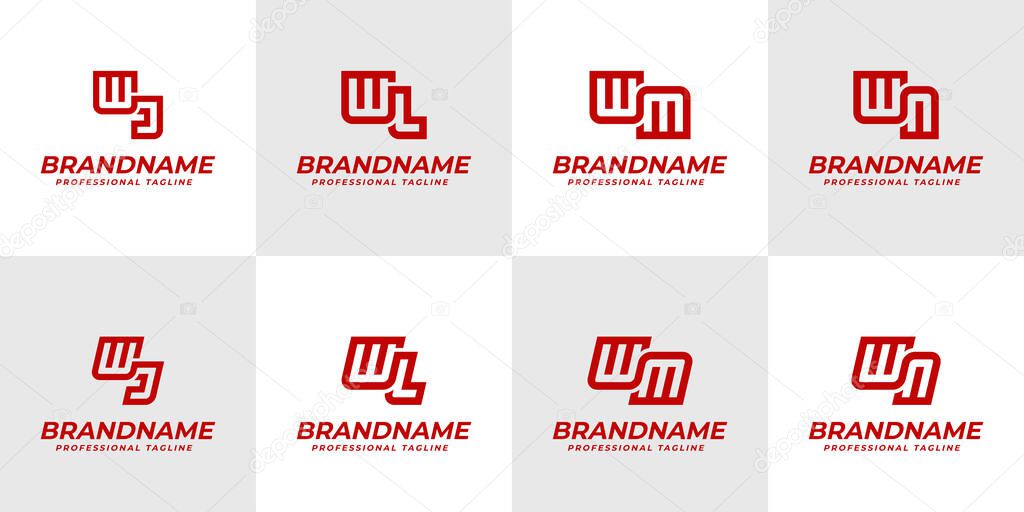 Letters WJ WL WM WN Logo Monogram Set, for JW LW MW NW initials