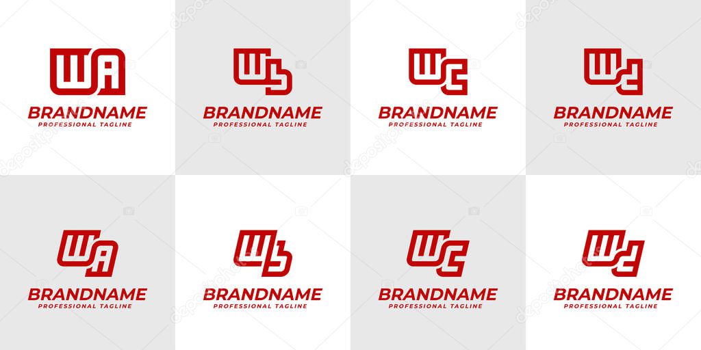 Letters WA WB WC WD Logo Monogram Set, for AW BW CW DW initials