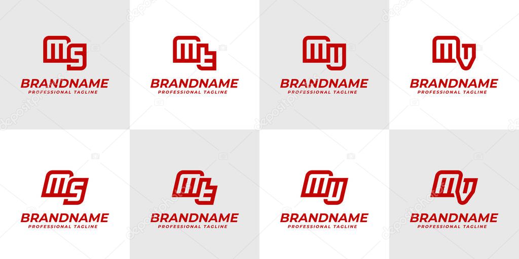 Letters MS MT MU MV Logo Monogram Set, for SM TM UM VM initials