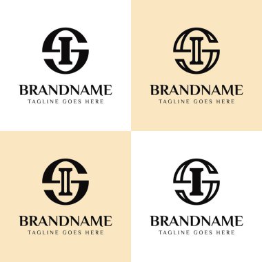 SI Logo Monogram Set harfleri, SI IS baş harfleri olan her iş için uygundur