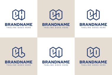 EH EL EN EO Geometrik Logo Set, JE LE NE OE baş harfleri