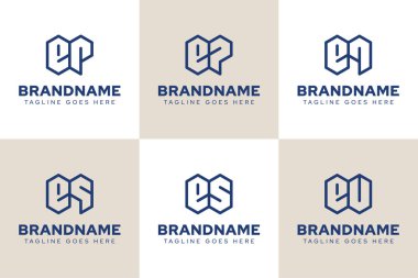 EQ EQ ES AB EV Geometrik Logo Seti, PE QE SE UE VE baş harfleri