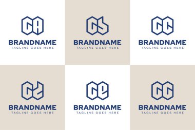 Harfler GA GB GC GD GE GG Geometrik Logo Set, AG CG DG EG baş harfleri