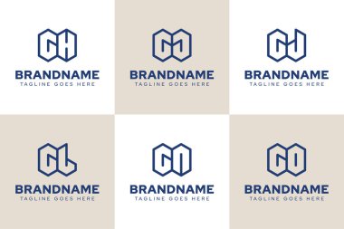 GH GJ GL GO Geometrik Logo Set harfleri, HG LG NG OG baş harfleri için