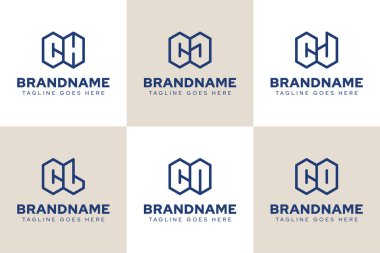 HC JC NC OC baş harfleri için CH CJ CL CN CO Geometrik Logo Set