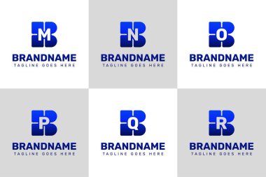 Harfler BM BN BO BP BQ BR Technology Logo Set, yenilik, ilerleme ve akıllı çözümleri sembolize ediyor