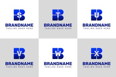 BS BT BU BW BX Teknoloji Logosu Set, yeniliği, ilerlemeyi ve akıllı çözümleri simgeliyor