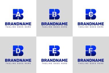 Harfler BA BB BC BD BE BF Technology Logo Set, yenilik, ilerleme ve akıllı çözümleri sembolize eder