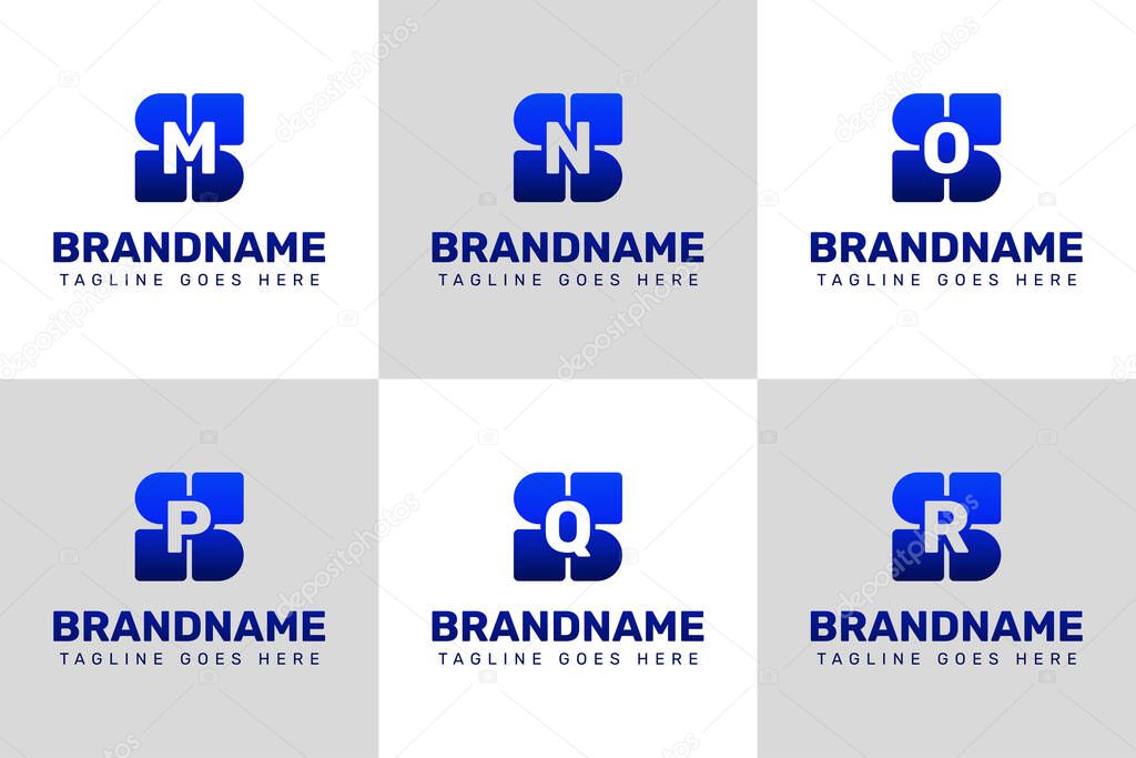 Letters SM SN SO SP SQ SR Technology Logo Set, symbolizing innovation, progress, and smart solutions
