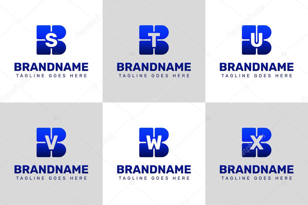 Letters BS BT BU BV BW BX Technology Logo Set, symbolizing innovation, progress, and smart solutions