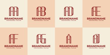 Harfler AA AB AD AF AG AI AJ Stripe Logo Seti, her iş için uygun