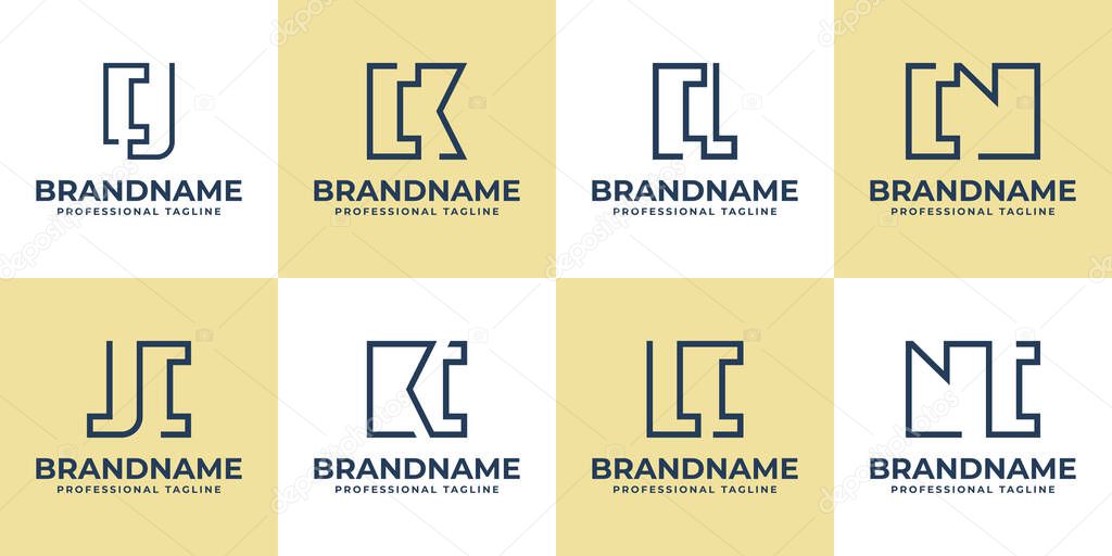 Letters CJ JC CK KC CL LC CN NC Monogram Logo