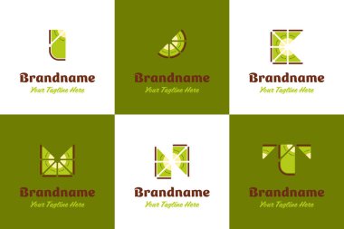 Mektup I J M N T Kiwi Meyve Logosu, tazeliği, eğlenceyi ve yaratıcılığı simgeliyor