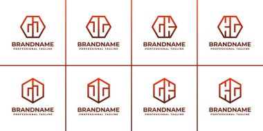 Harfler GJ JG GK KG Hexagon Logo Seti, GJ JG GK baş harfleri ile iş için uygun