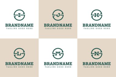 SI SJ SL SM SN Monogram Logo Set, JS KS MS NS baş harfleri için