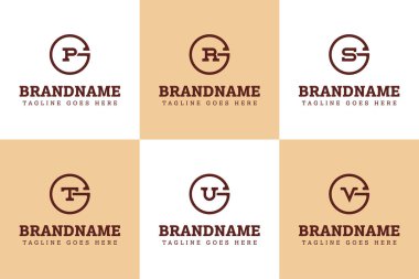 Harfler GP GR GS GT GU GV Monogram Logo Set, PG SG TG UG baş harfleri