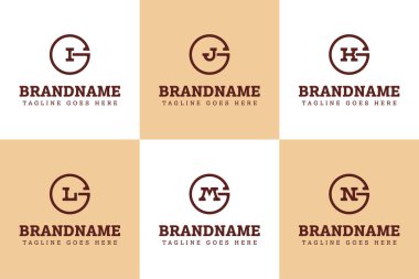 Harfler GI GJ GL GM GN Monogram Logo Set, IG JG LG MG baş harfleri için