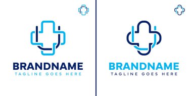 U veya N Tıbbi Haç Logosu Seti, bakım, sağlık ve güvenilir sağlık hizmetlerini temsil eder.