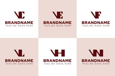 VC VE VF VL VH VH Monogram Logo Set, VC CV VE EV FV VV LV VH VV HV VN NV baş harfleri