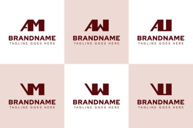 AM AW AU VM VU VU Monogram Logo Set, AM MA AW AU UA VM VV VV UV harfleri