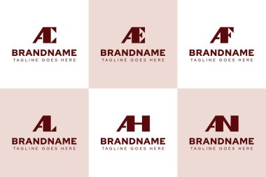 AC AE AF AL AH A Monogram Logo Set, AC CA AE AF FA AL LA AH HA NA baş harfleri