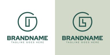 GI GL Monoline Logo Set Harfleri, GI IG GL LG baş harfli her iş için