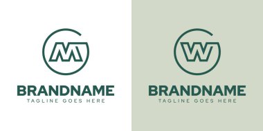 Harfler GM GW Monoline Logo Set, GM MG GW WG baş harfleri ile herhangi bir iş için