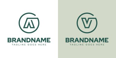 GA GV Monoline Logo Set harfleri, GA AG GV harfleriyle başlayan her iş için.
