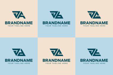 JA JB JC JD JT JT JT Üçgen Logo Set, AJ BJ CJ DJ baş harfleri EJ TJ