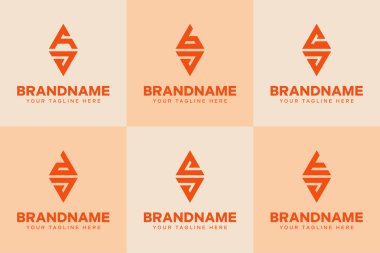 Harfler AJ BJ CJ DJ EJ TJ Triangle Logo Set, JA JB JC JD JE baş harfleri