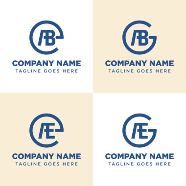 Harfler EAB EAE GAB GAE Monogram Logo Seti, her iş için uygun