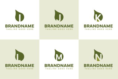 Mektup I J K L M N Damlası Logosu Seti, saflığı, tazeliği ve akışı simgeliyor