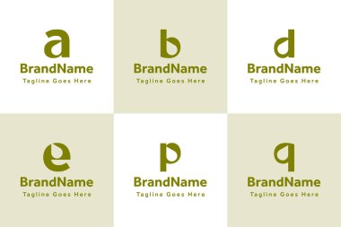 Harf A B D E P Q Damlası Küçük Logo Seti, saflığı, tazeliği ve akışı simgeliyor