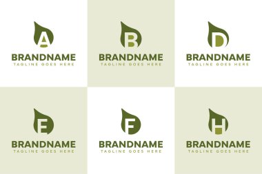 A B D E F H Damlası Logosu Seti, saflığı, tazeliği ve akışı simgeler.